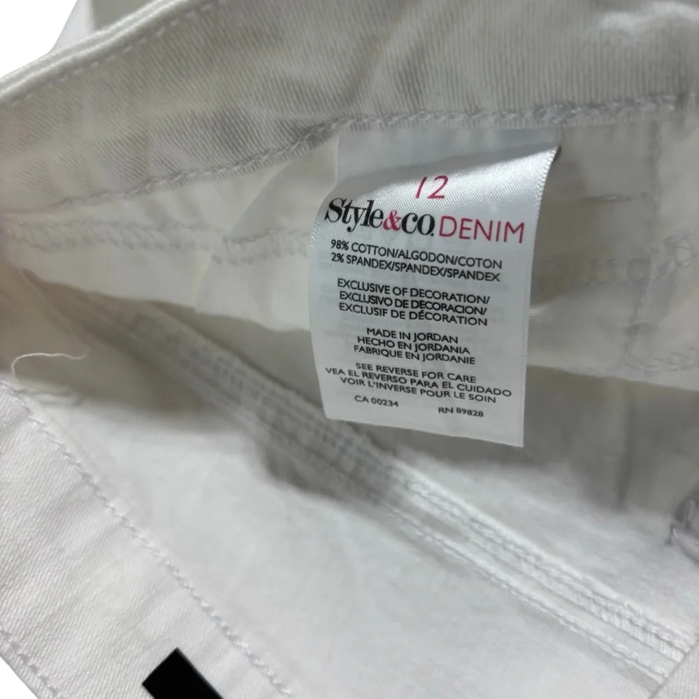 Style&co Denim White Capri Jeans Womens 12 Mid Rise Cropped Cuffed #680‎